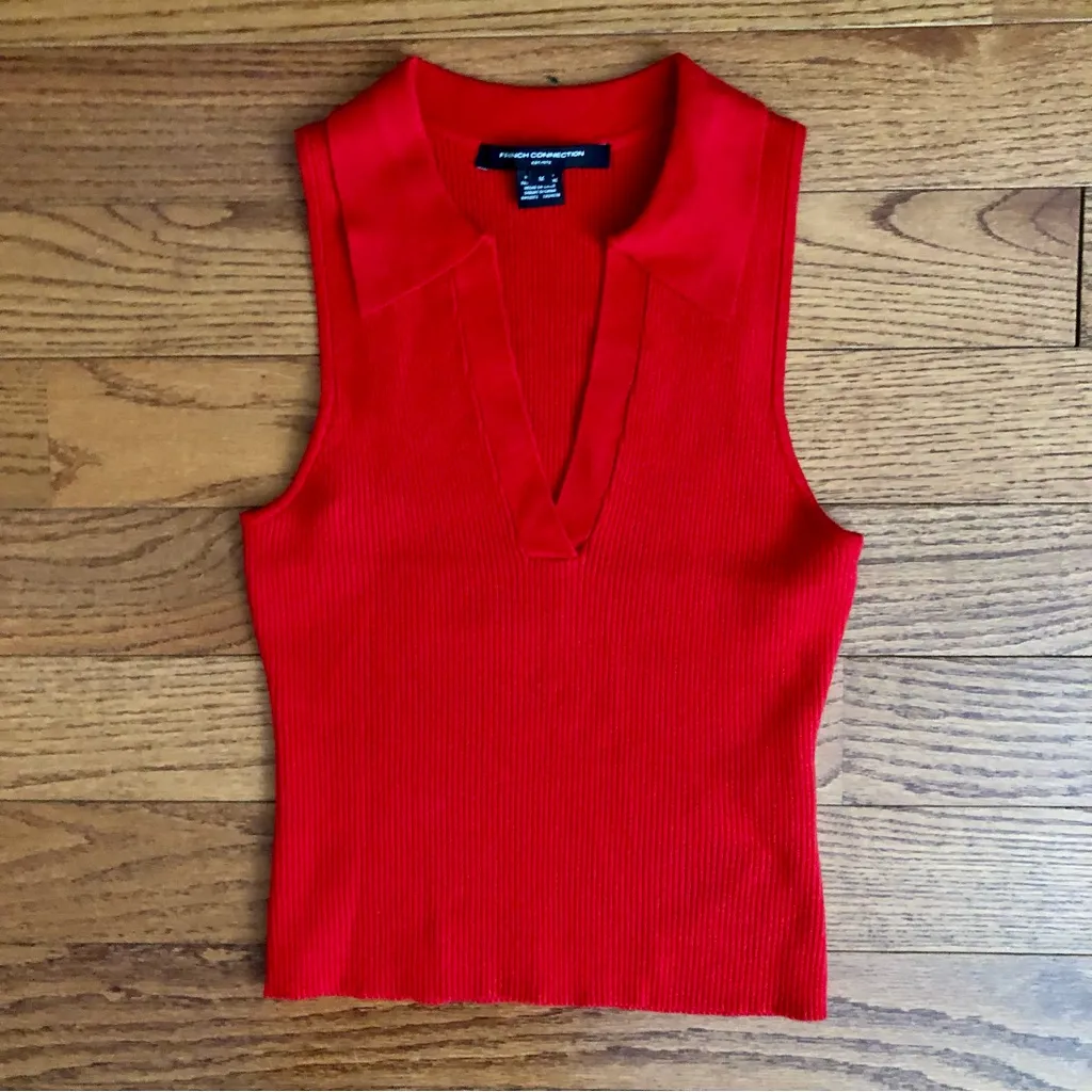 French Connection Cozy Soft V Neck Knit Tank Top Sweater Women’s Size M NWOT - Image 3