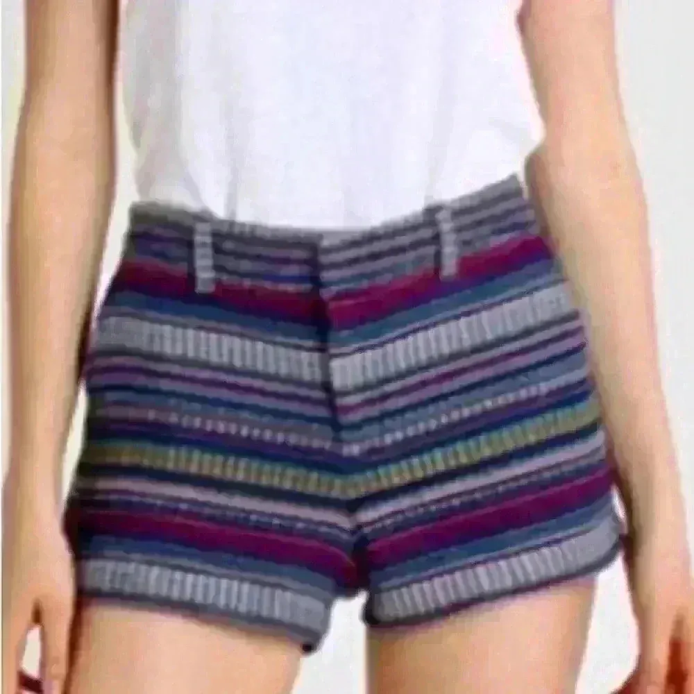Women City Shorts Cotton Striped Multicolor Mid Rise Pockets Boho Hippie S - Image 2