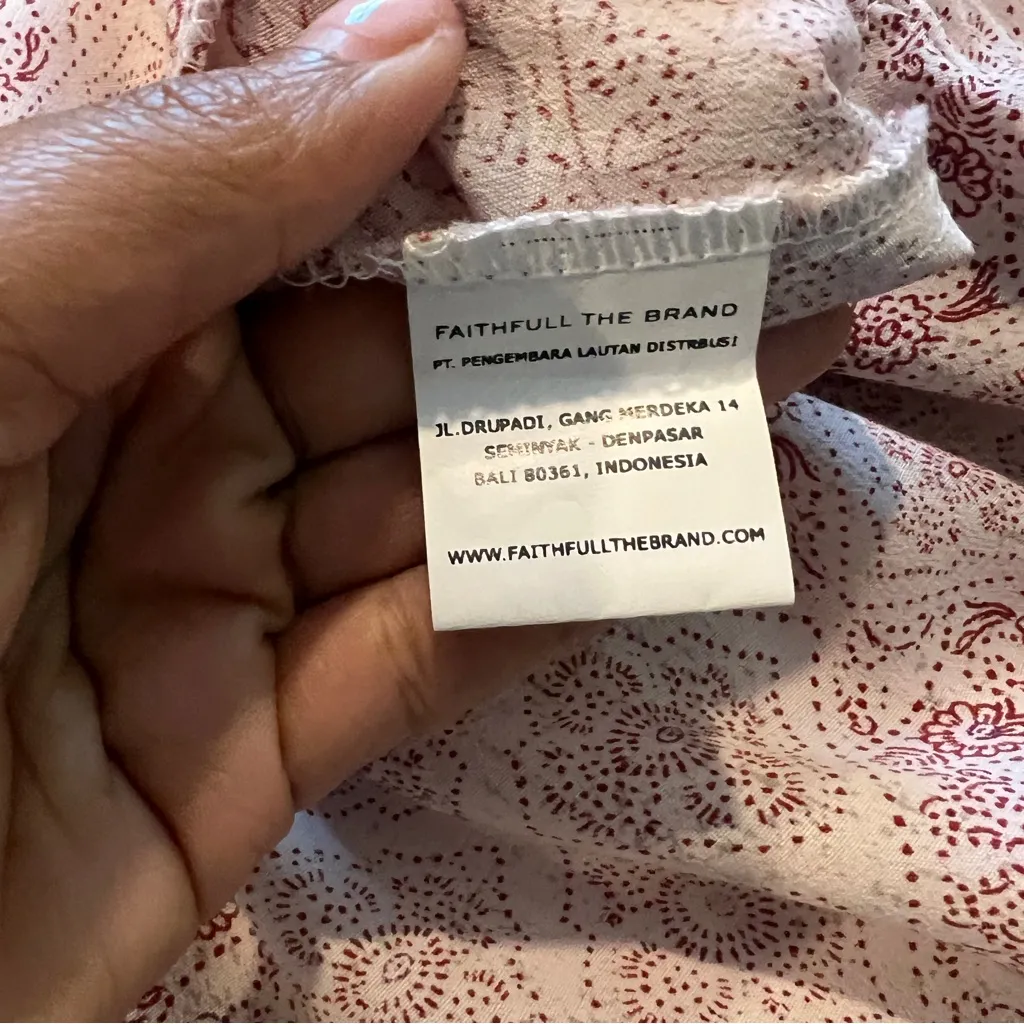 Faithful The Brand Pink & Red Floral Print Halter Midi Dress Side Slits Size L - Image 13