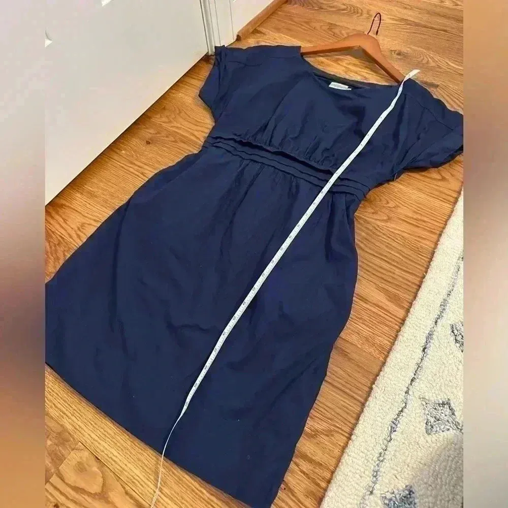 Anthropologie HD in Paris Size 4P Poplin Sheath Dress W/Pockets & Tie Belt Navy - Image 12