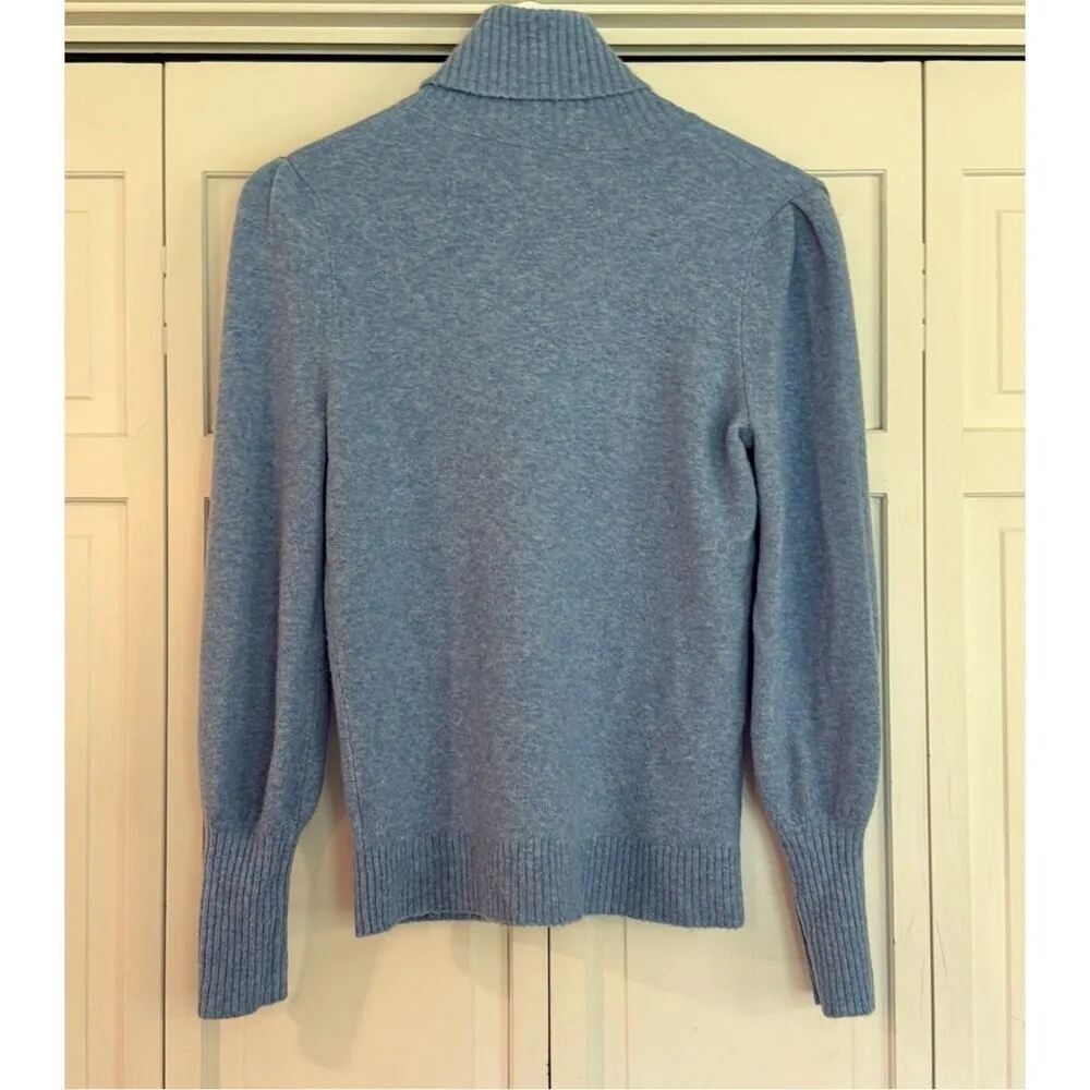 J.crew blue wool blend puff sleeve sweater small Blue - Image 8
