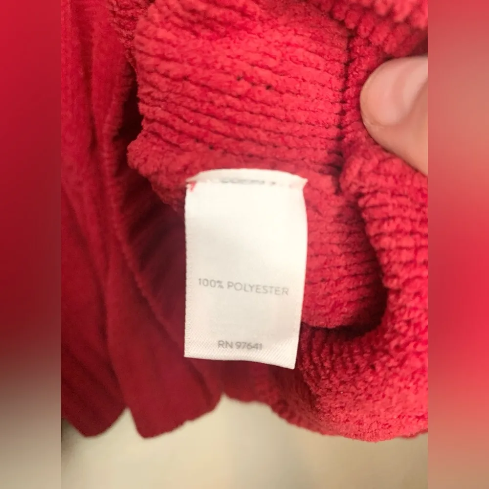 J. Jill Red Oversized Slouchy Cable Knit Chunky Chenille Sweater Size XL - Image 8