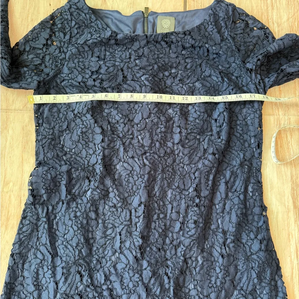 Vince Camuto Navy Blue Lace Shift Mini Dress Size 10 Party Cocktail Evening - Image 5