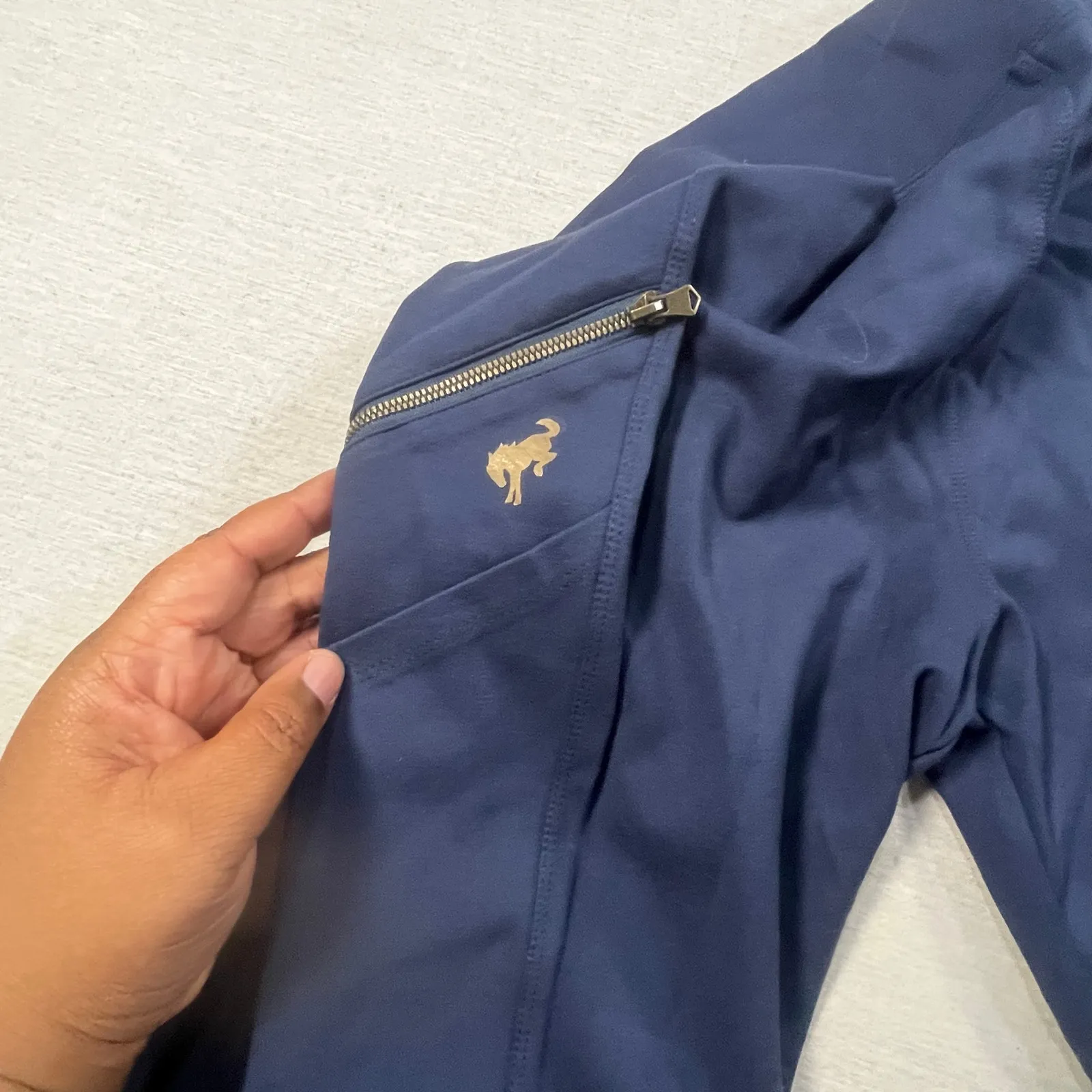 Ford Bronco Women XL Navy Performance Leggings Zip Pocket Athleisure Active Blue - Image 3