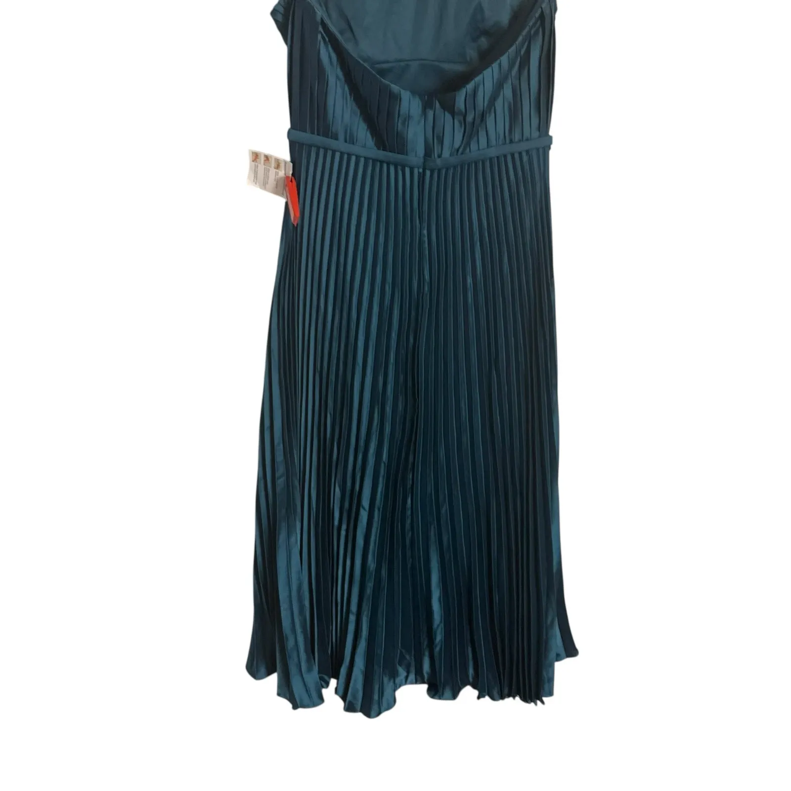 Mac Duggal Teal Blue Halter Neck Tea Length Pleated Satin Cocktail Dress 8 - Image 13