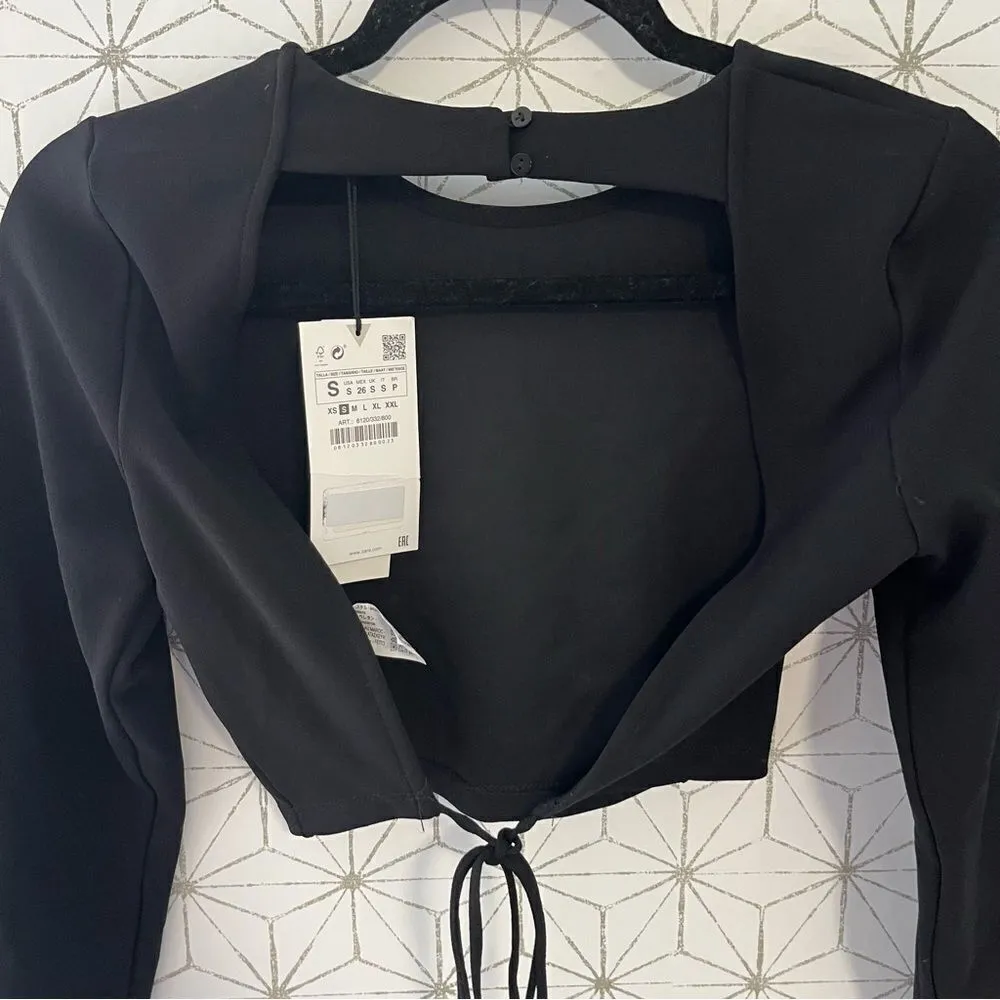 Zara Backless Black Long Sleeve Top - Image 5