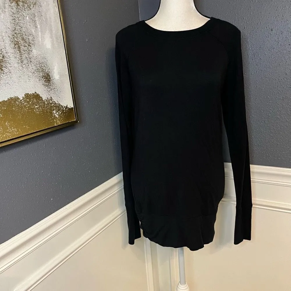 Athleta  Women's Black Studio Cinch Pullover Modal Sweatshirt - Image 2