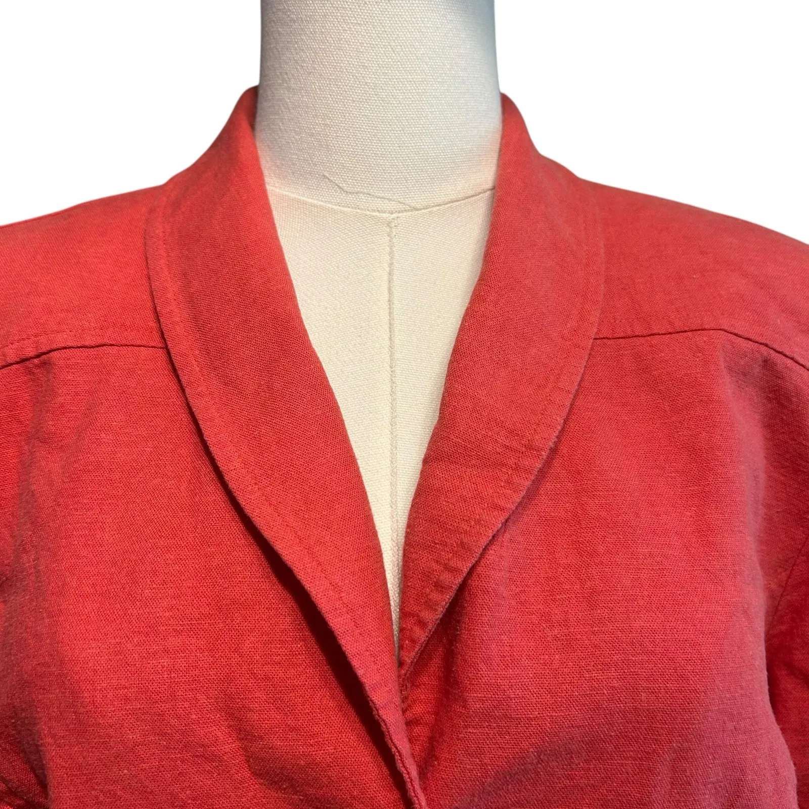Miss Dorby VTG Blazer Bolero Jacket No Size Tag Orange Buttons Collar 3/4 Sleeve - Image 2
