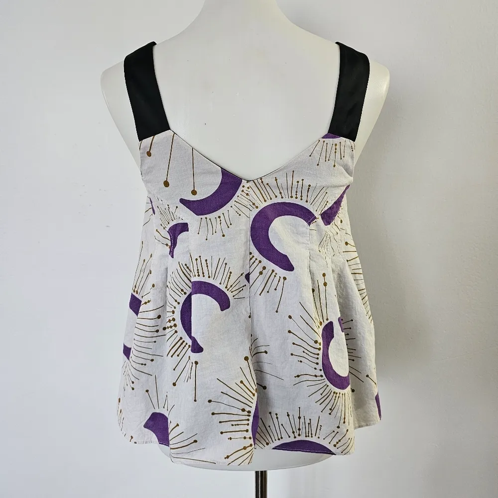 Anthropologie Twinkle by Wenlan Celestial Print Handkerchief Hem Tank Top Size 2 - Image 5
