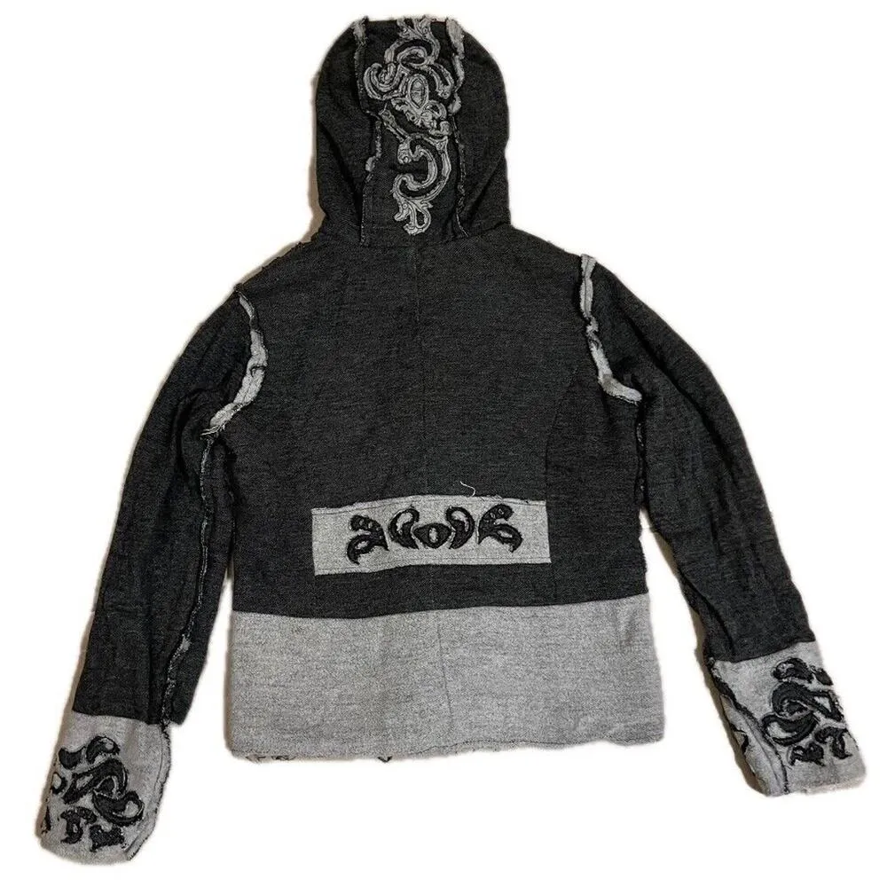 BKE Sweater Womens Medium Buckle Raw Edge Sherpa Lined Hoodie Button Full Zip - Image 3