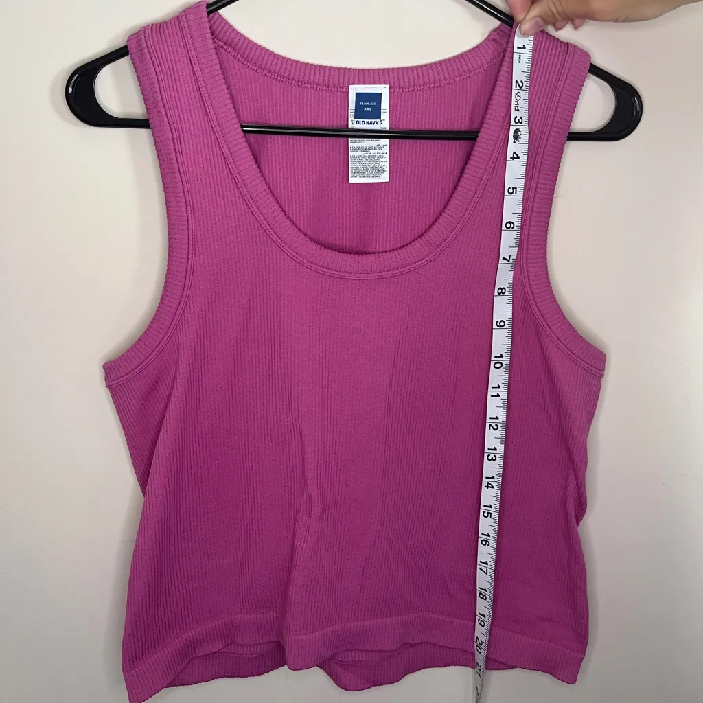 Old Navy Womens Plus Size XXL Pink Fitted Seamless Ribbed Tank Top Cropped Basic - Image 2