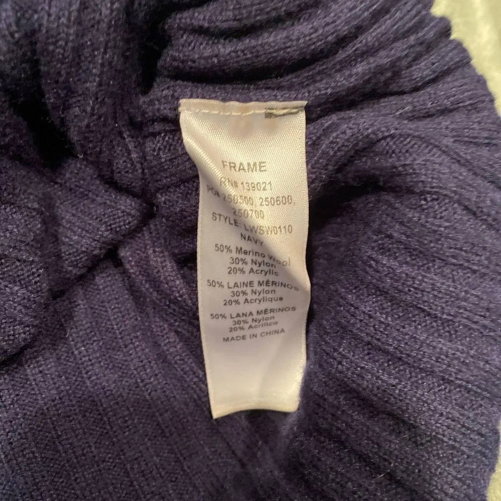 #510 FRAME DENIM Navy Cutout Ribbed Sweater - Image 9