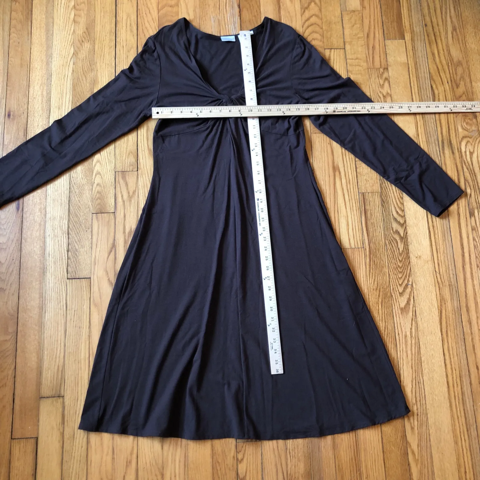 Spiegel Vintage 90s EUC Women's Chocolate Brown Empire Waist Knit Dress Size L - Image 3