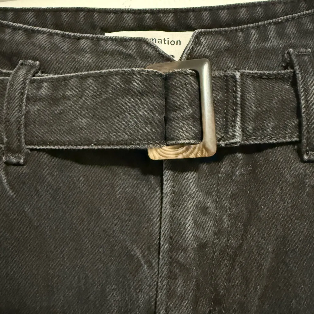 Reformation The Cynthia Belted High Rise Straight Leg Jeans in Off-black Size 28 - Image 2