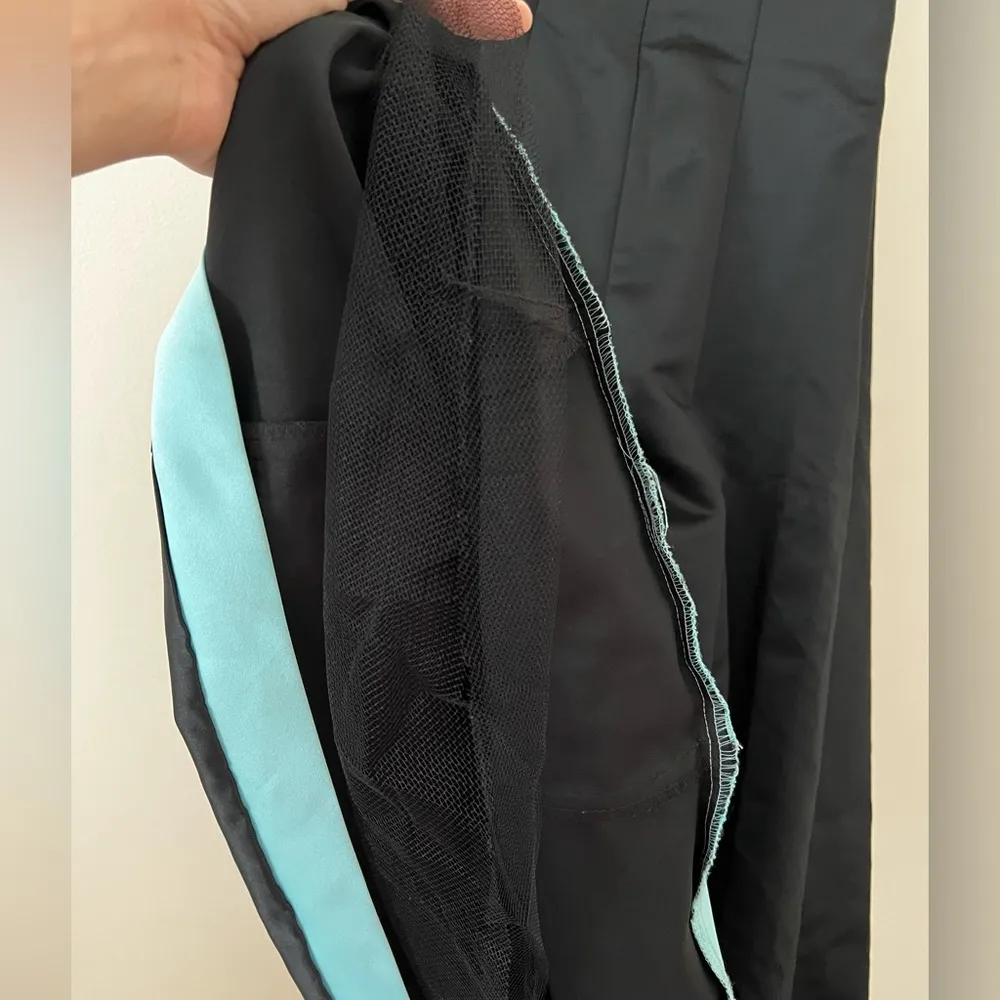 VINTAGE GUNNE SAX Off Shoulders Maxi A-line Ball Gown Black Blue Size S - Image 3