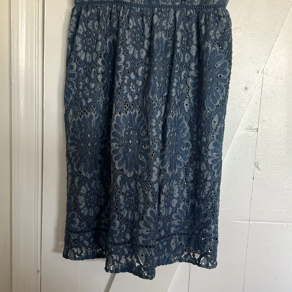 LOFT Ann Taylor Blue Lace Cami Dress Size 0P - Image 5
