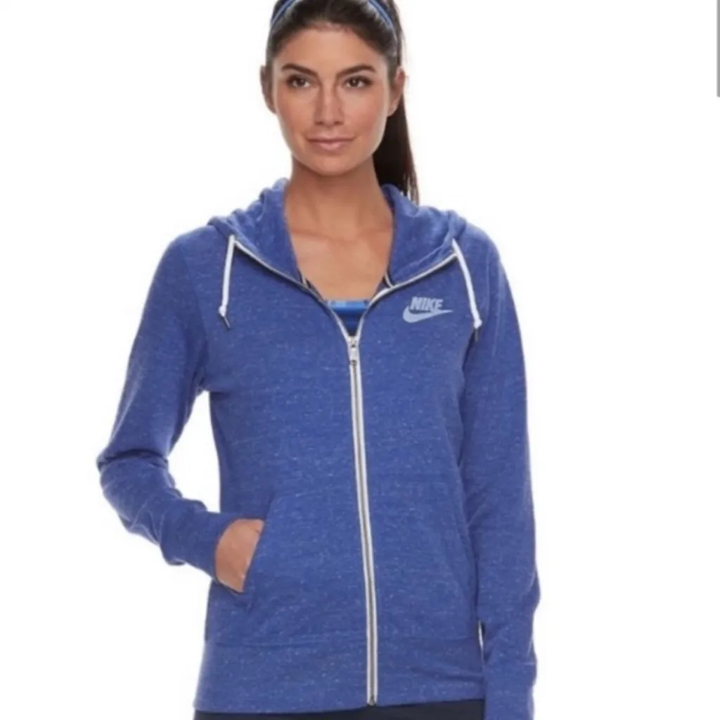 Nike Women’s Hoodie Full Zip Blue Vintage White Logo Size M EUC - Image 2