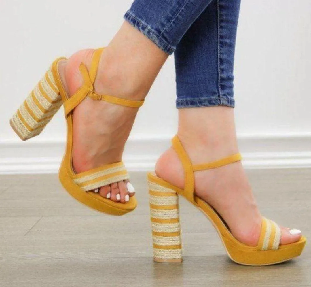 Kayleen LA Espadrille Open Toe Platform Sandal Sz 10 Yellow Chunky Casual Shoes - Image 15