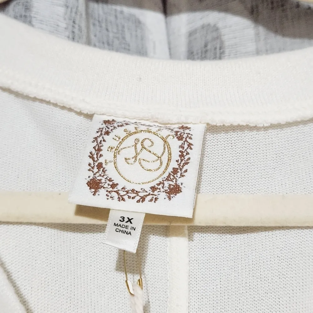 𝅺Tru Self Plus Blessed Tie Hem Short Sleeve Top 3X White - Image 3