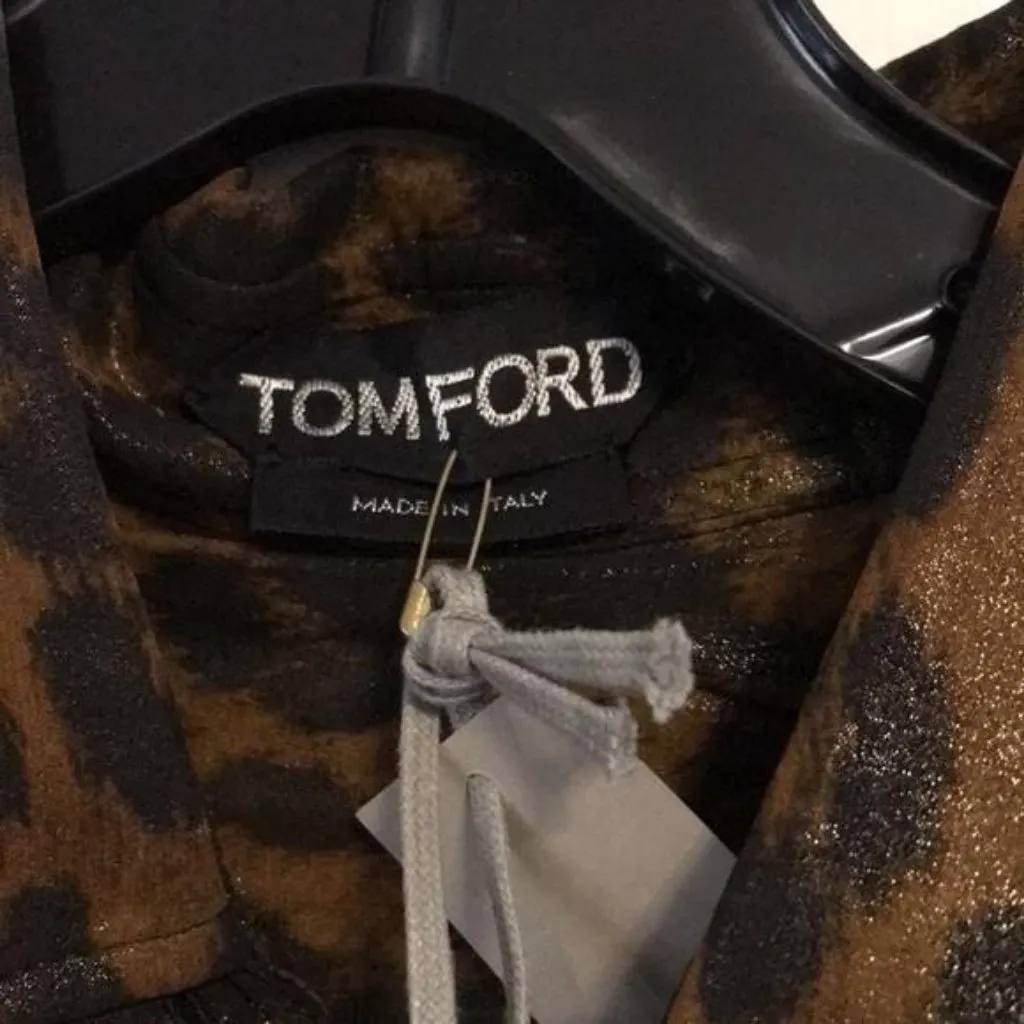 New Authentic TOM FORD Leopard-Print Silk Shirt Size 40 - Image 2