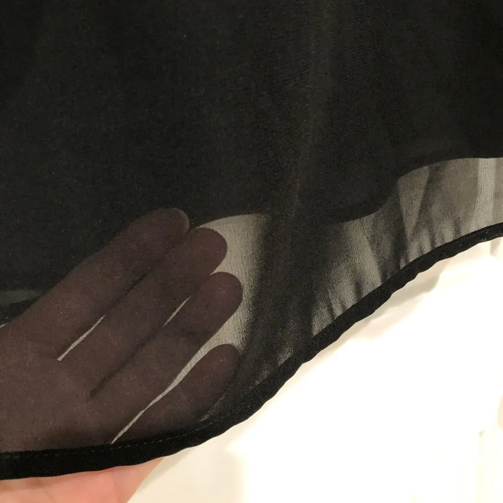 Black sheer blouse with Gold Sequins & Split Sleeves L - Image 3