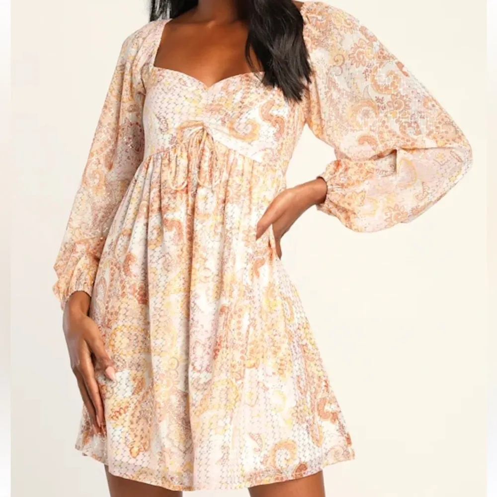 NWT Lulus Radiant Suggestion Paisley Babydoll Dress Size Large - Image 2