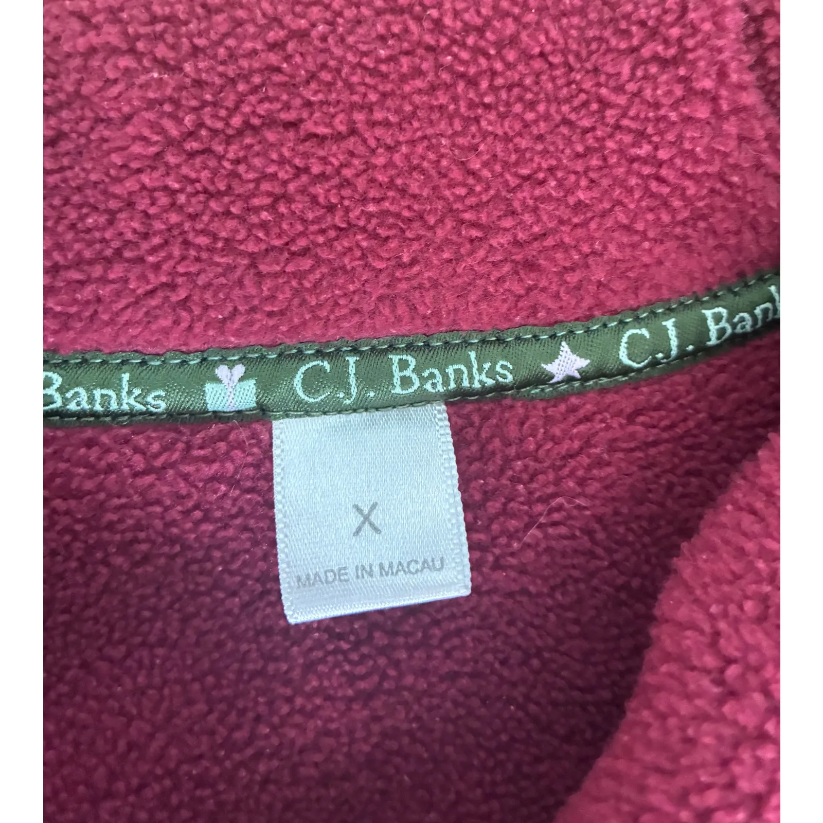 CJ Banks Fleece Christmas Sweater Button Up Size X Vintage Red - Image 4