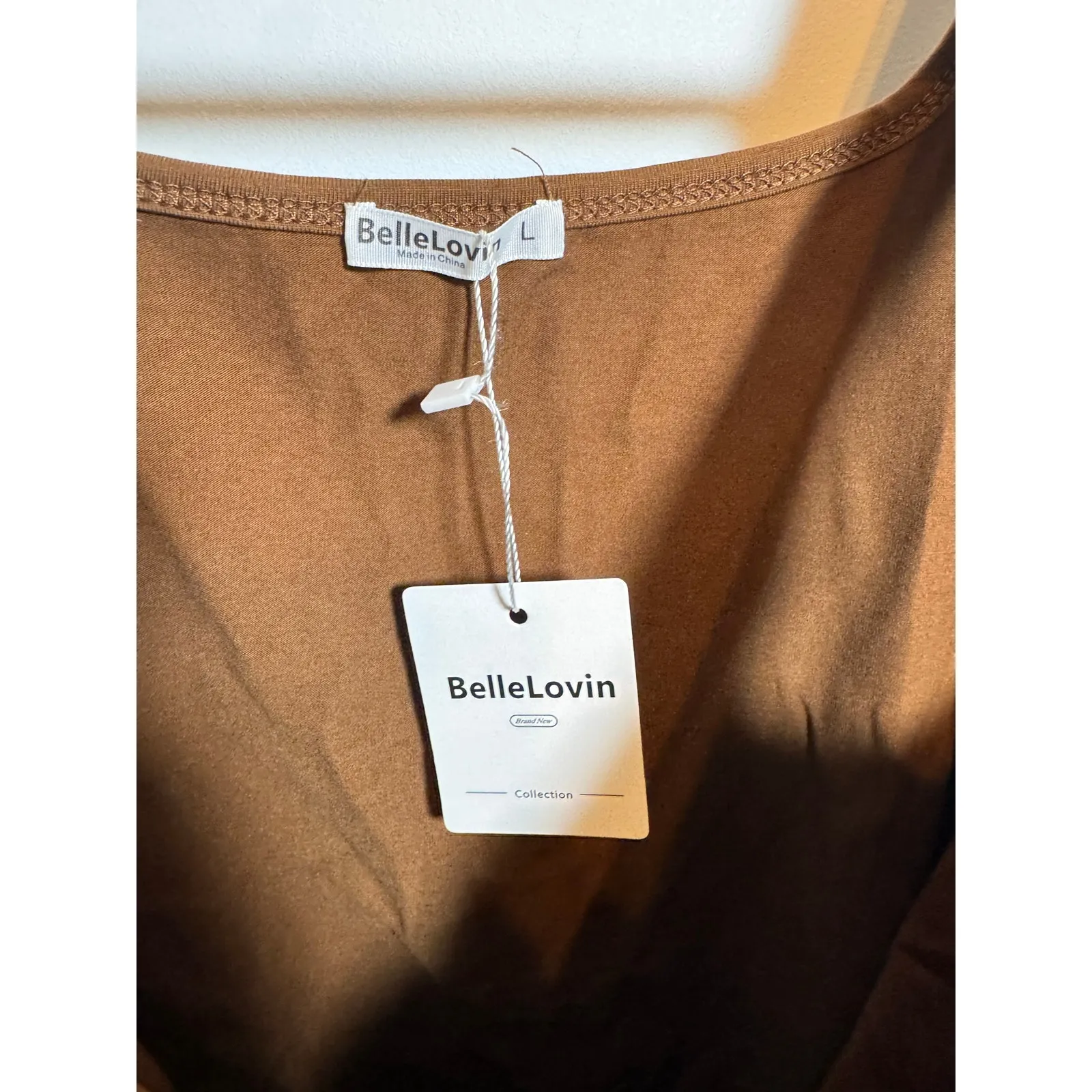 Brand New BelleLovin Women's Large Brown Square Neck One Piece Bodysuit - Image 9