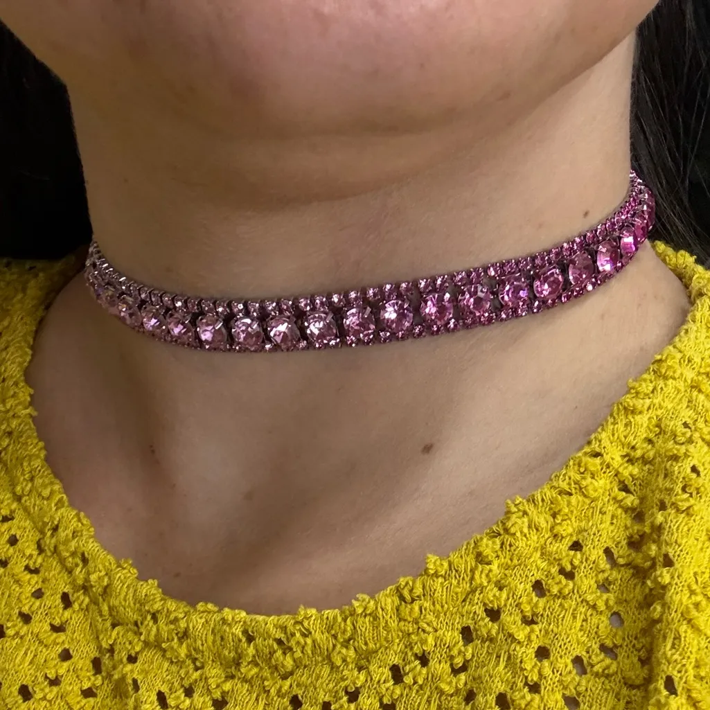 2/$25 or 3/$35 Hot Pink Ombré Crystal Choker Necklace 15.5” long - Image 5