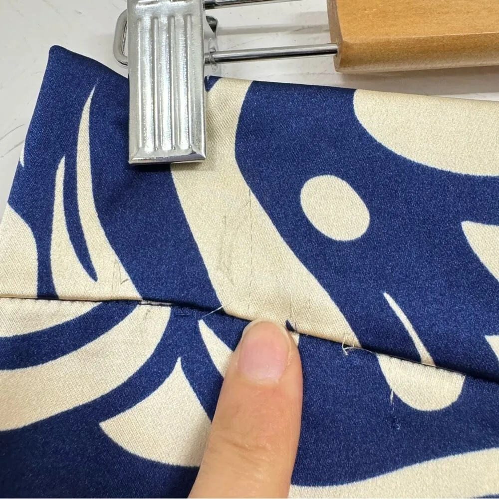 House Of Harlow Royal Blue & Cream Satin Wide Leg Pants Womens M Beachy Resort - Image 6