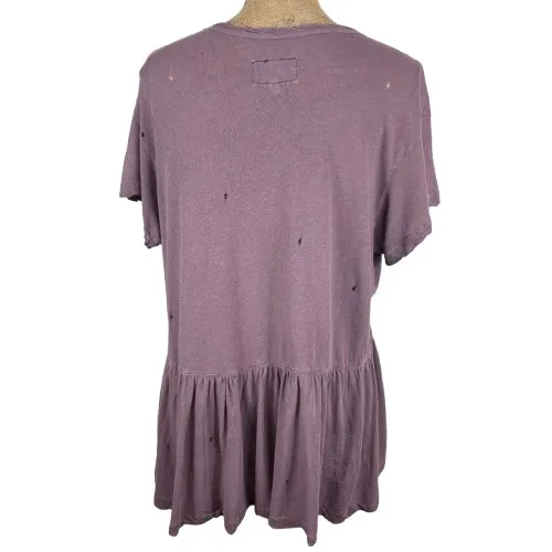 Current/Elliot The Girlie Tee in Marron Mauve Distressed Grunge Linen Size Large - Image 2