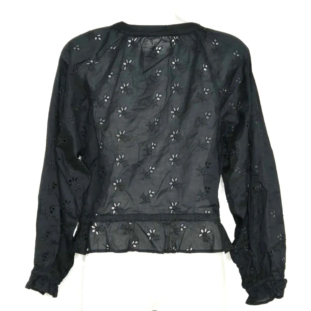 Outerknown Poet Button Floral Eyelet Top Size S NWT Peasant 100% Organic Cotton - Image 2