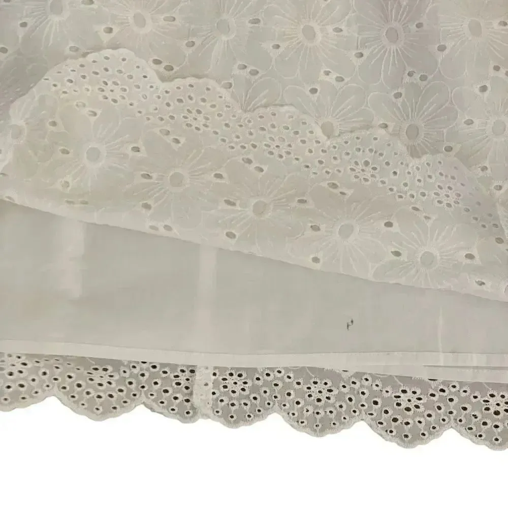 Cupcakes and Cashmere White Eyelet Embroidered Short Sleeves Floral Dress SZ 4 White - Image 10