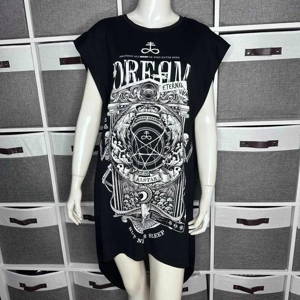 Killstar Gothic Goth Occult Unisex Longline Tank Top T-Shirt Insomnia Size XL - Image 3