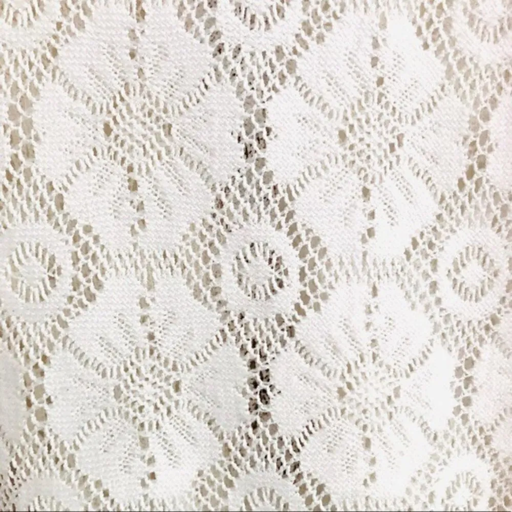 Nella Fantasia Tank Top S Knit Mesh Front Tie White Coverup Vacation Trip Swim - Image 6