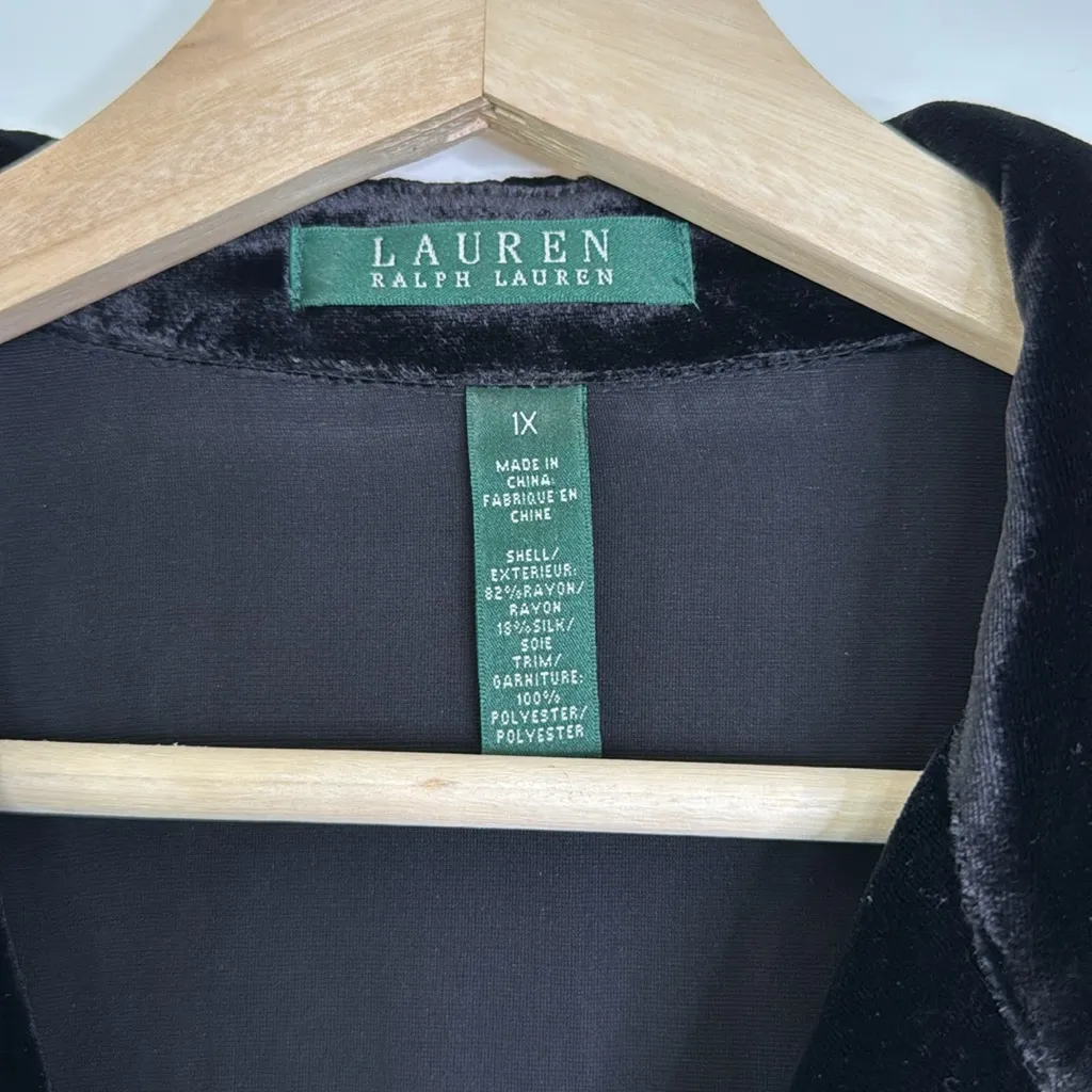 Lauren Ralph Lauren velvet ruffle tunic long sleeve blouse - Image 4