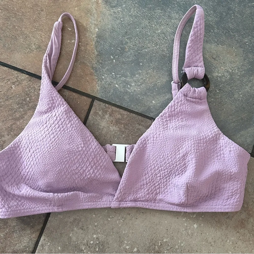 Onia Claire Lavender Purple Ring Detail Textured Triangle Bikini Top - Image 2