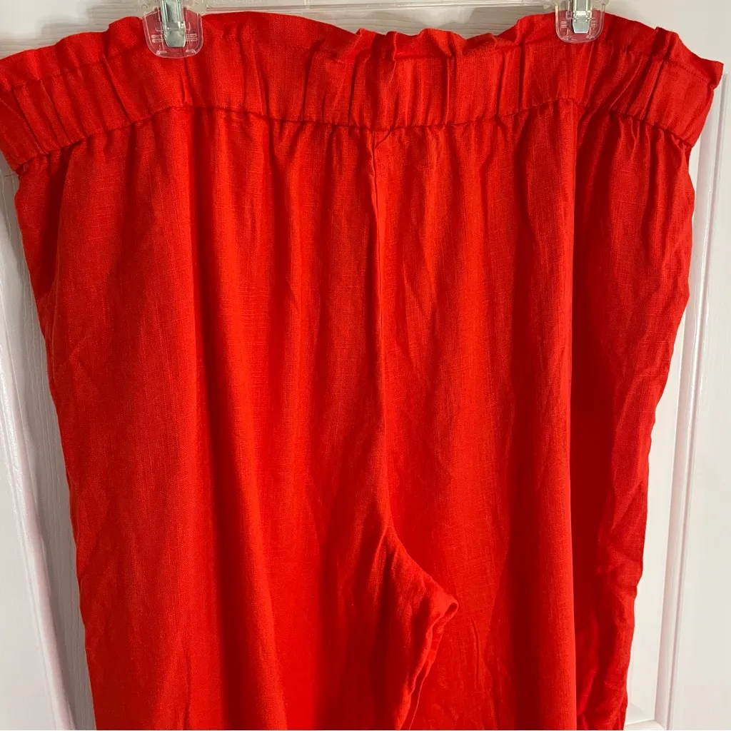 LOFT Women's Bright Red Wide Leg Linen Blend Pants Size XXL curvy chic New plus - Image 6