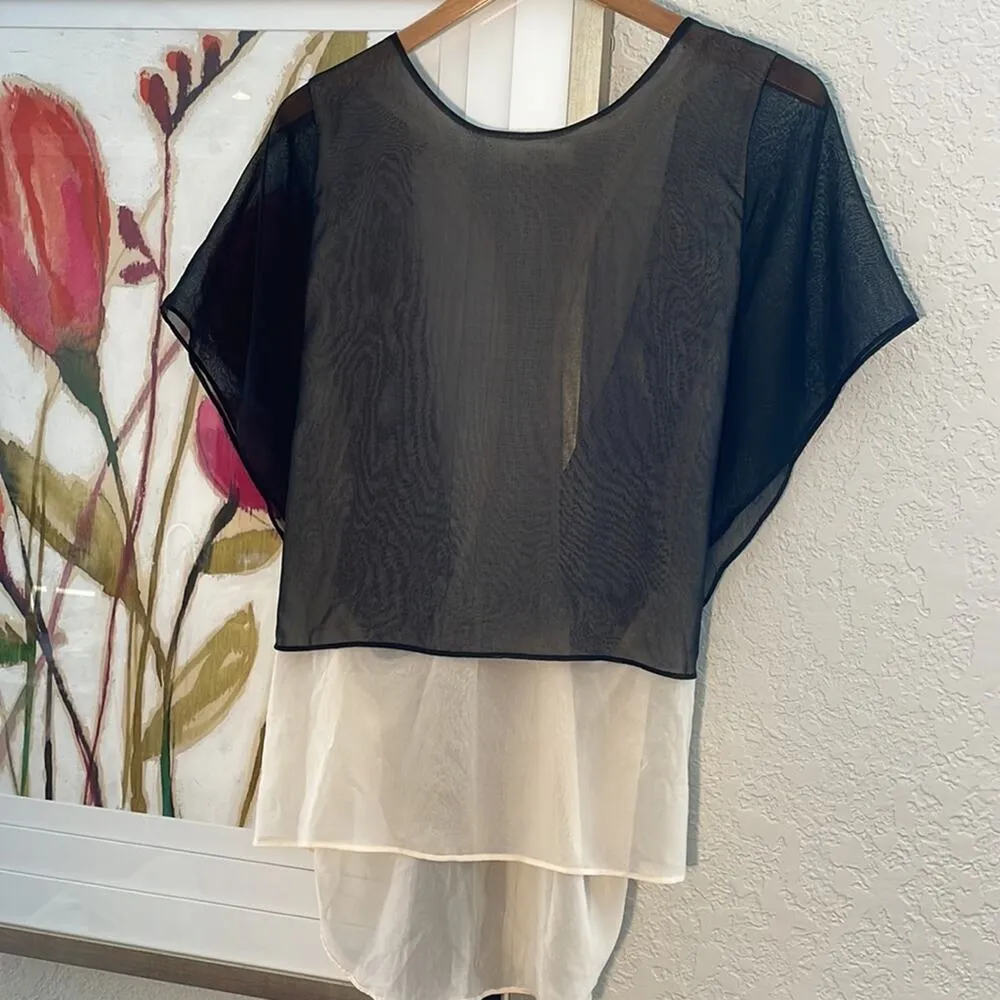 Umgee Black Flowy Sequin Sheer Backless Top Whimsygoth Indie Sleaze Boho - Image 3