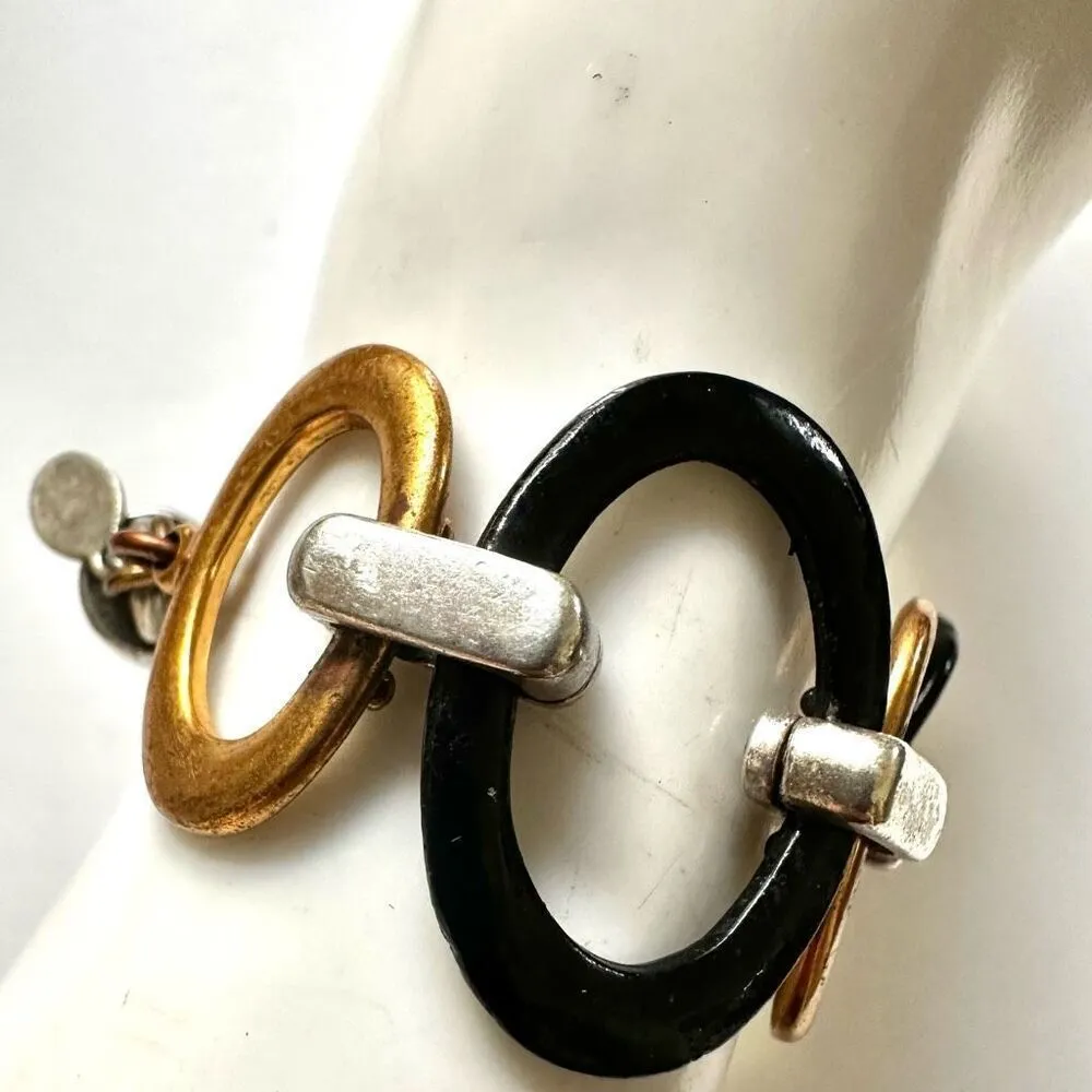 Chico's black and gold tone link bracelet - Image 8