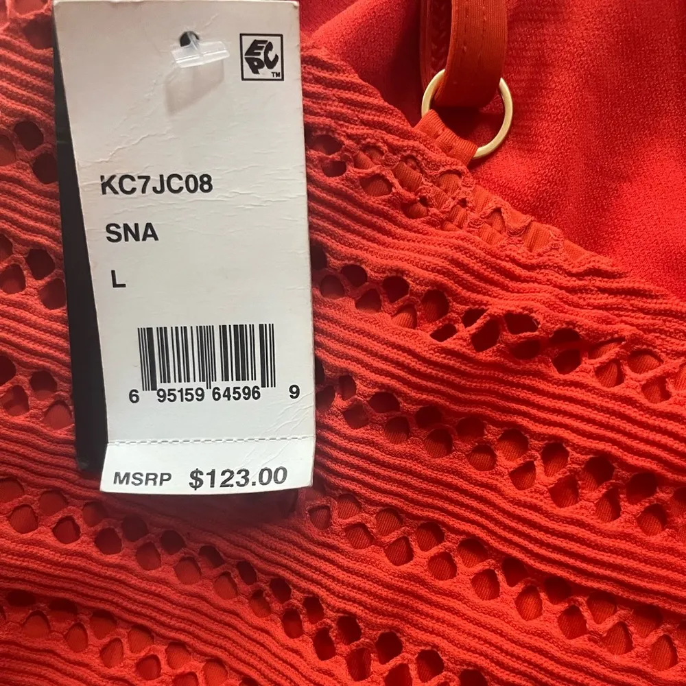 Kenneth Cole Orange Halter Mesh One Piece Swim Suit Womens Size Large NWT - Image 7