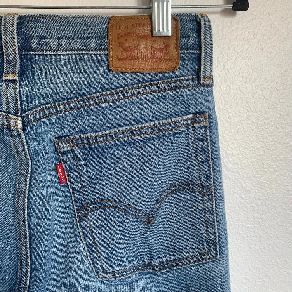 Levi's White Oak Cone Raw Hem Denim Jeans in Medium Blue Wash Button Fly - Image 5