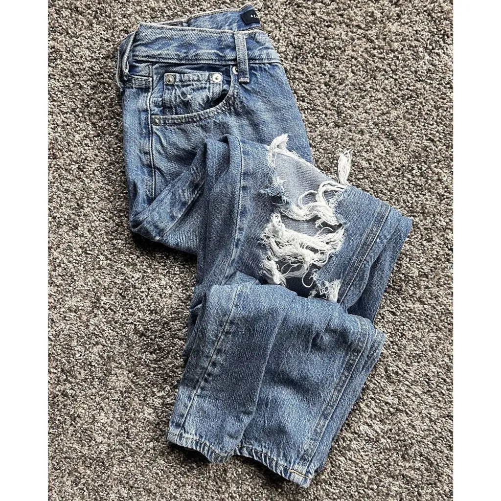 Aeropostale 90s Baggy Distressed Jeans Size 2 Regular Blue - Image 2
