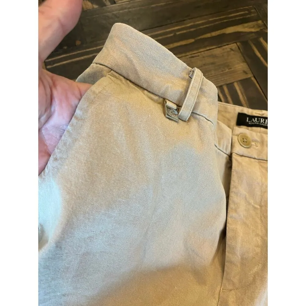 Lauren Ralph Lauren Chino Golf Bermuda Shorts Women 12 Beachy Preppy Academia Tan - Image 13