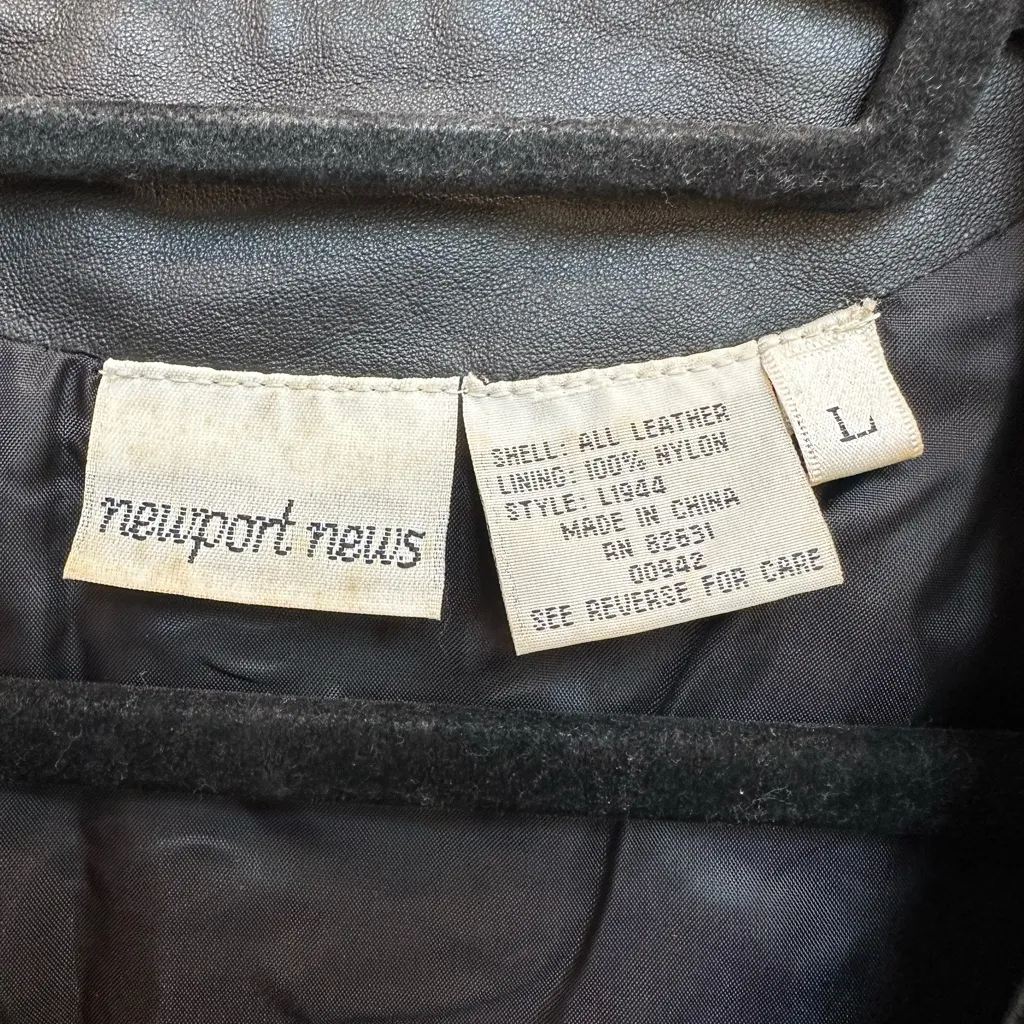 Vintage Newport News Western Black Genuine Leather Vest Jacket Size Large L - Image 14