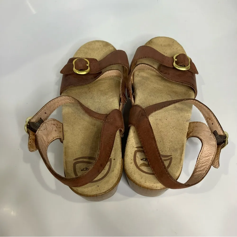 Dansko vintage clog Sandals brown leather straps‎ women’s size 38 casual retro - Image 5