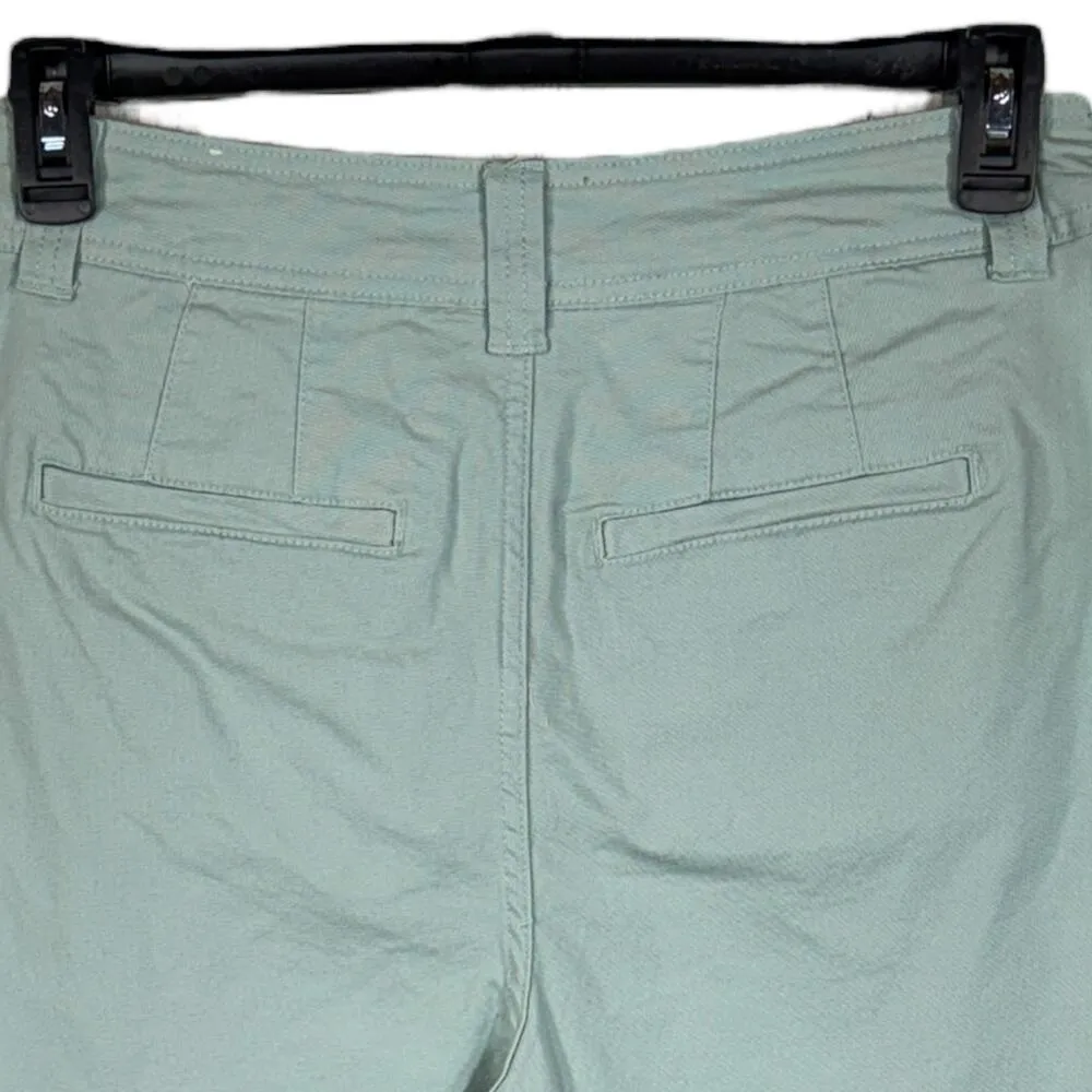 A New Day SZ 8 Wide Leg Crop Pants Stretch Hi-Rise Zip-Fly Pockets Light Green - Image 5