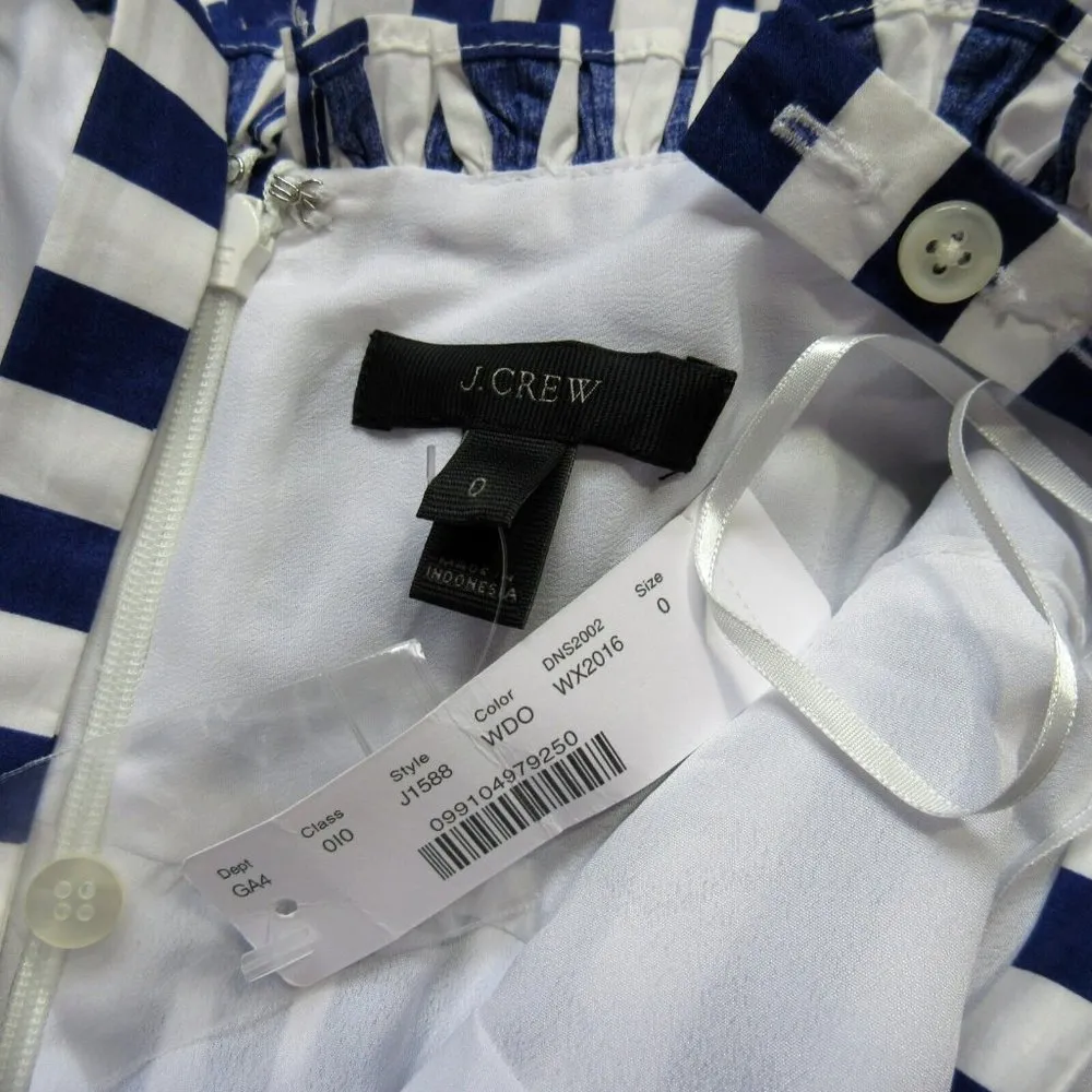 NWT J.Crew Striped Ruffle Maxi in White Deep Orchid Belted Cotton Tank Dress 0 - Image 4