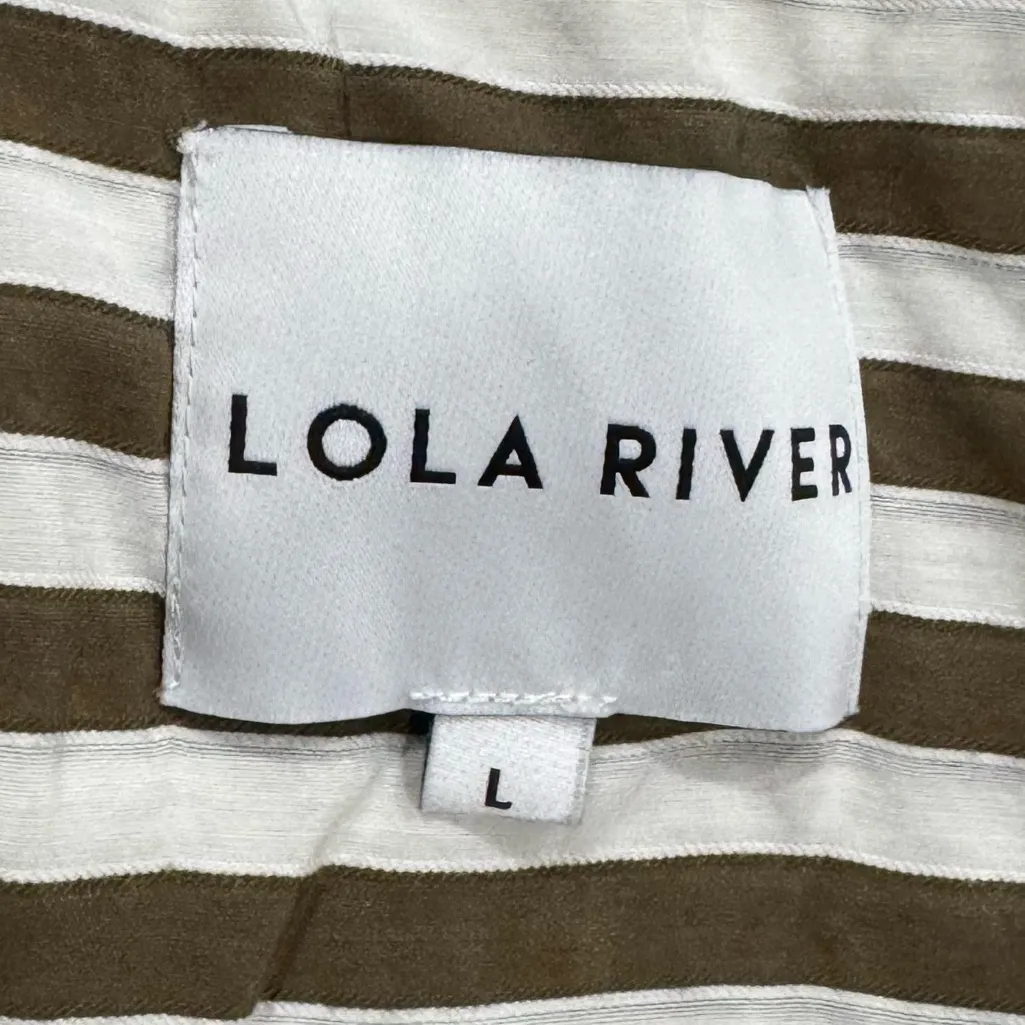 Lola River White Green Striped Button Down Shirt Women’s Large - Image 3