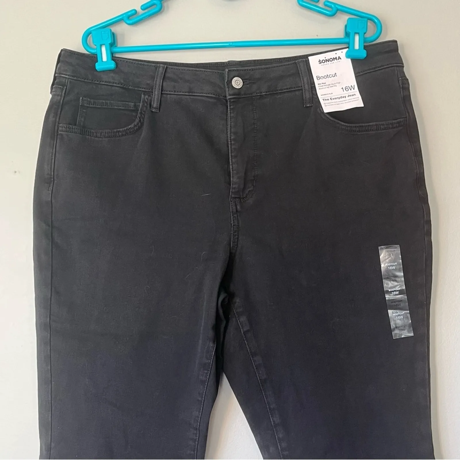 NWT! Sonoma The Everyday Bootcut Jean Mid Rise Black Jeans Size 16W - Image 6